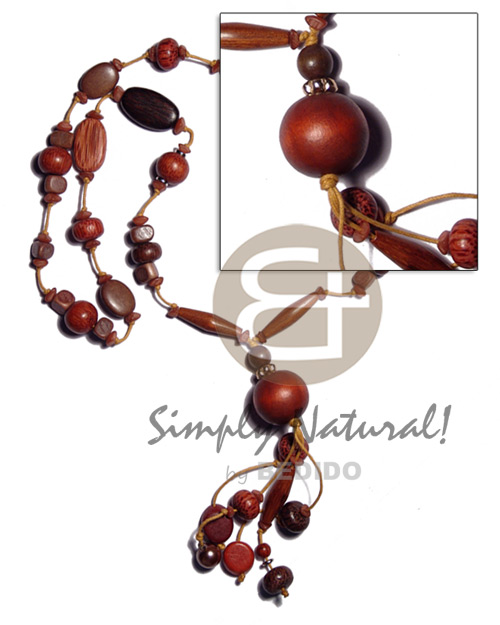 "kalandrakas"- tassled asstd. wood beads per necklace when ordered in wax  cord / 32 in - Home