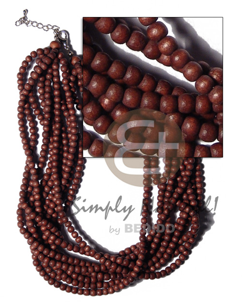 10 layers multilayered nat. round 6mm wood beads in brown color - Home