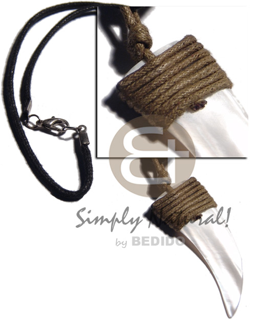 50mmx20mm kabibe shell fang pendant in wax cord - Home