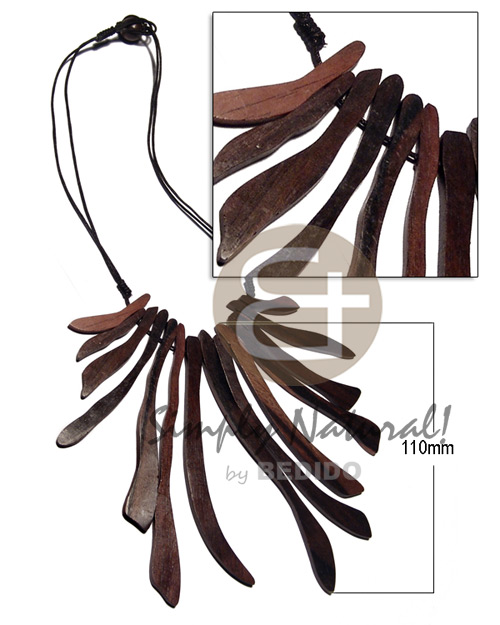 cleopatra choker / 14 pcs. camagong tiger ebony hardwood sticks in double wax cord / 15 in. - Home