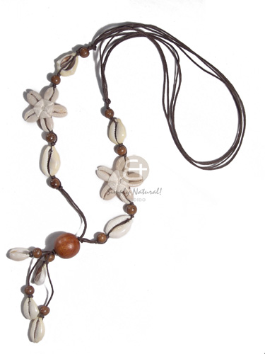 4 rows brown wax cord  tassled sigay flowers and round 20mm wood beads combination / 28in plus 2in tassles - Home