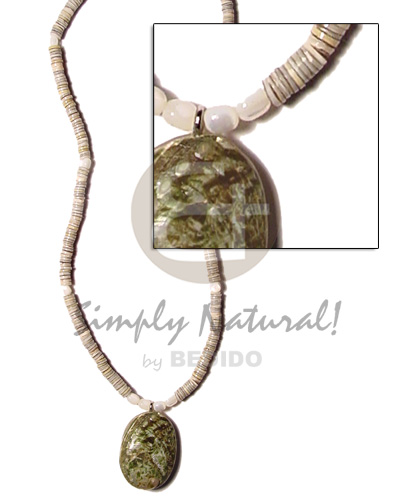 4-5mm green shell  troca beads accent and philippine abalone pendant - Home