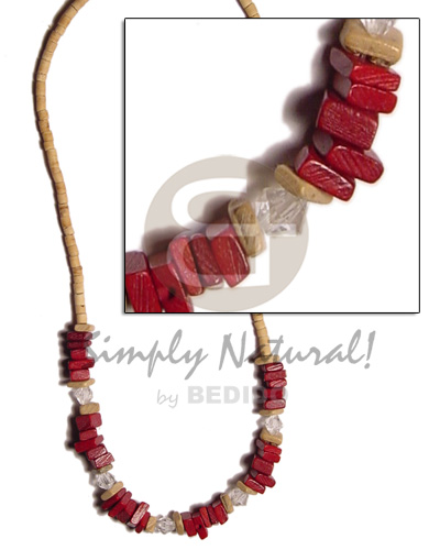 2-3 coco heishe nat  coco nat. / maroon square cut and acrylic beads - Home