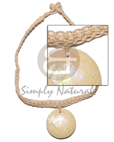 macrame choker  40mm round green shell cracking pendant - Home