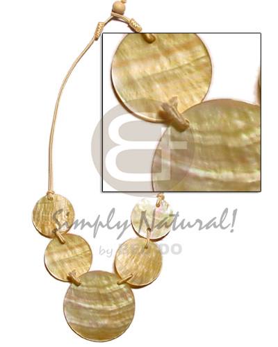 5 round  ( 50mm, 35 mm, 30mm ) MOP shell cord necklace - Home