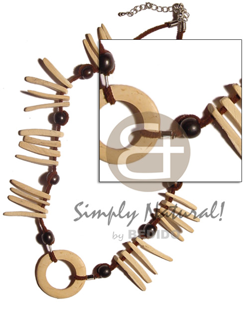 coco ring & coco tusks combination in wax cord  wood beads - Home