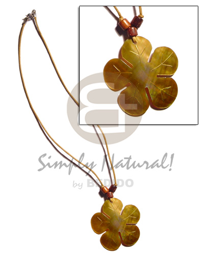 40mm brownlip flower in wax cord  wood beads - Home