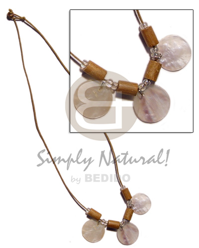 3 pc. 15mm round hammershell wood beads in wax cord - Home