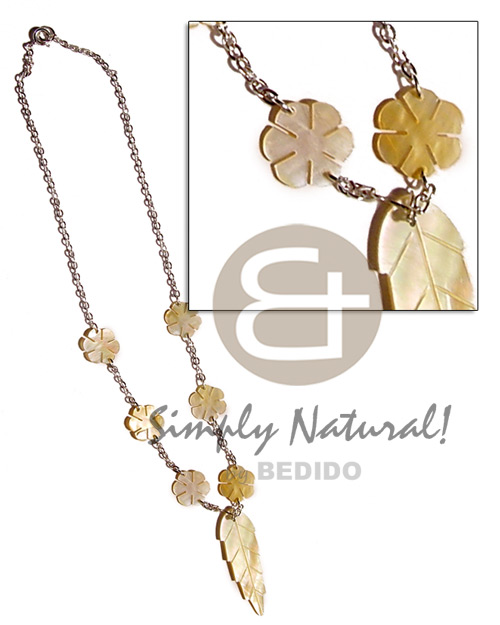 MOP leaf & flowers in metal chain - Home