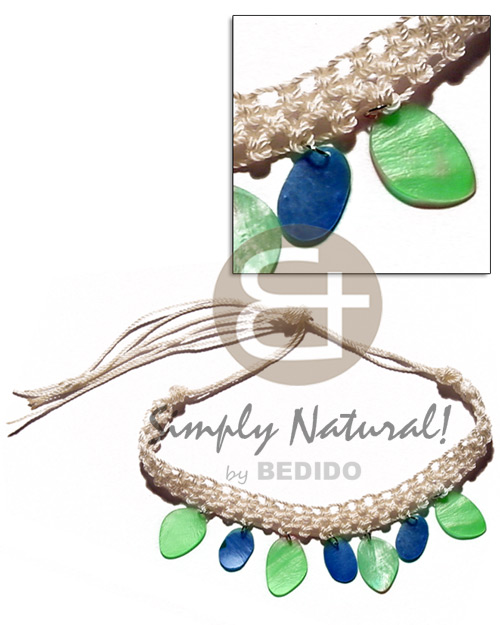 macrame choker  dangling multicolored hammershell charms - Home