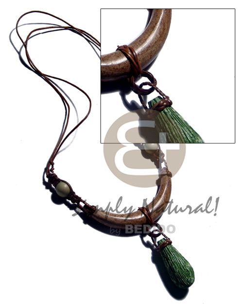 75mmx15mm bayong wood pendant  dangling stone teardrop 35mmx150mm in double wax cord  wood beads accent - Home