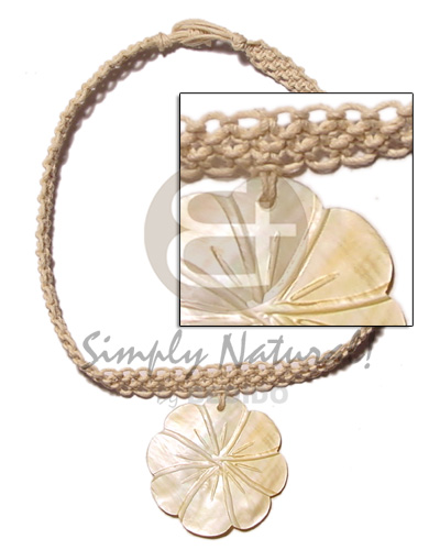 macrame choker  40mm MOP flower - Home