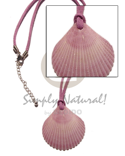 clam pink palium pigtim shell pendant in leather thong - Home