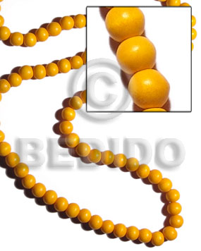 10mm natural white  round wood beads dyed in yellow - Home