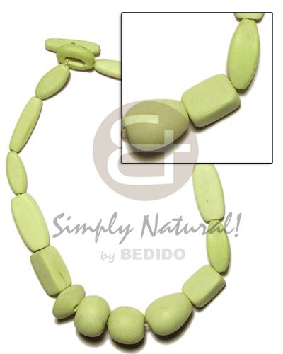 natural wood beads dyed in lime green - Home