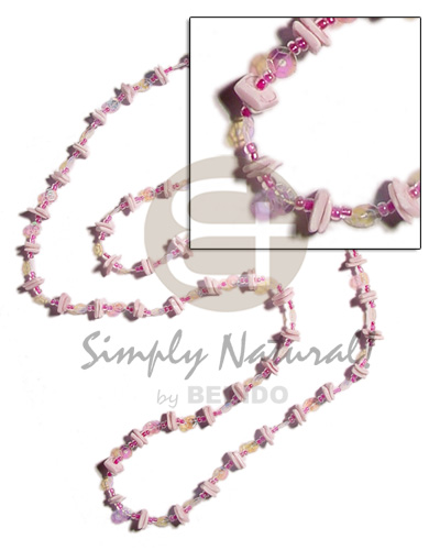 36 in. continuous lilac white rose   glass beads combination & rainbow sequins accent - Home