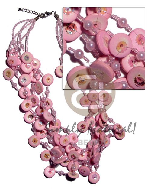 5 rows 10mm pink coco ,glass beads and pearls combination - Home