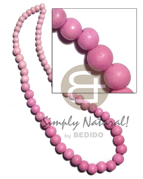graduated nat. wood beads in pink / 30 in. - Home