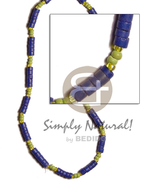 4-5mm navy blue coco heishe  2-3mm lime green coco Pokalet/glass beads - Home