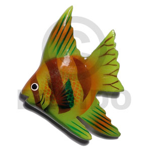 fish handpainted wood  refrigerator magnet  65mmx90mm / can be personalized  text - Home