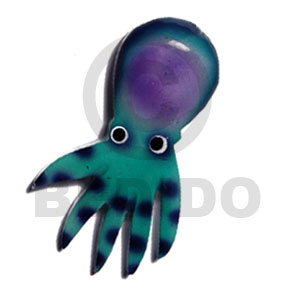 octopus handpainted wood  refrigerator magnet  85mmx50mm / can be personalized  text - Home
