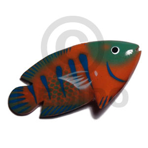 fish handpainted wood refrigerator magnet 73mmx35mm / can be personalized  text - Home