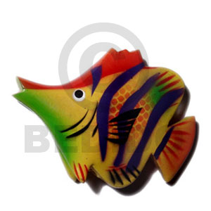 fish handpainted wood refrigerator magnet 48mmx60mm / can be personalized  text - Home