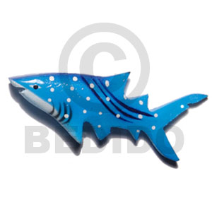 shark handpainted wood refrigerator magnet 75mmx35mm / can be personalized  text - Home