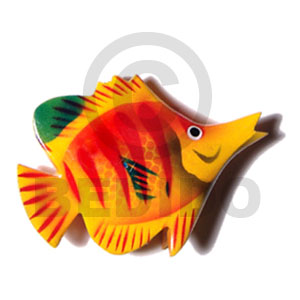 fish handpainted wood refrigerator magnet 65mmx50mm / can be personalized  text - Home