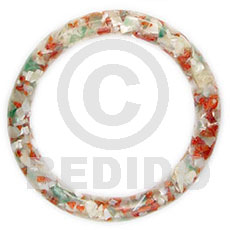 multi clear coral, crazy cut troca jade 10mmx60mm - Shell Bangles