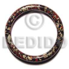 burgundy red & tiger corals 10mmx60mm - Resin Bangles