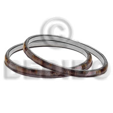 laminated banana bark  hammershell  in 5mm stainless metal / 65mm in diameter / price per piece - Resin Bangles