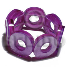 30mm capiz shell rings ( 7mm thickness )  10mm inner hole in clear lavender resin elastic bangle - Shell Bangles