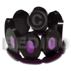 35mmx25mm oval black resin ( 6mm thickness )  laminated lavender capiz shell elastic bangle - Shell Bangles
