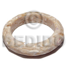 h=18mm thickness=13mm inner diameter=65mm bangle/ crushed troca shells laminated in crme resin - Shell Bangles