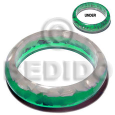 h=37mm thickness=10mm inner diameter=65mm white shells laminated in clear resin and green shells in green clear resin - Shell Bangles