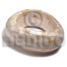 chunky wavy bangle  kabibe shell blocking / back to back  shell / ht= 30mm inner diameter = 65mm thickness 13mm - Shell Bangles