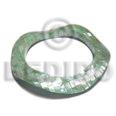 green kabibe shell  blocking wavy bangle thickness 10mm / width 15mm / inner diameter 65mm - Shell Bangles