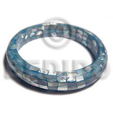 blue kabibe shell  blocking round bangle thickness 10mm / ht 15mm / inner diameter 65mm - Shell Bangles