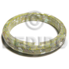 neon green kabibe shell  blocking round bangle thickness 10mm / ht 15mm / inner diameter 65mm - Shell Bangles