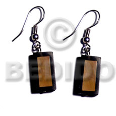 dangling 20mmx10mm inlaid brownlip bar  black 5mm resin backing - Home