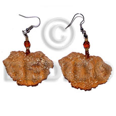 dangling 40mmx28mm orange resin crater  gold metallic accent - Home