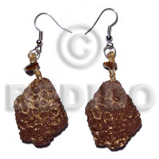 dangling 32mmx28mm brown resin crater  gold metallic accent - Home