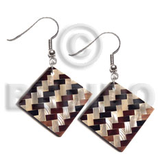 dangling 25mm diamond flat resin  laminated diagonal cut blacklip/kabibe shell combination - Home