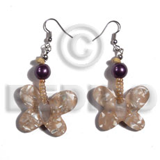 dangling 25mm butterfly in crushed kabibe shell - Home