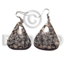 dangling triangular shape corals 40mmx35mm in clear resin / dark gray tones - Home