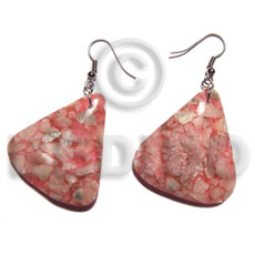 dangling triangular shape corals 40mmx35mm in clear resin / pink tones - Home
