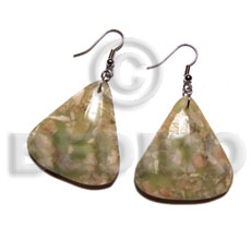dangling triangular shape corals 40mmx35mm in clear resin / green tones - Home