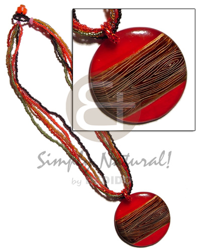 5 layer glass beads  50mm round resin pendant  handpainted wood besign - Home