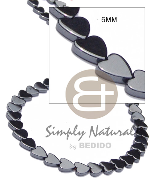 hematite / silvery & shiny opaque stone / heart 6mm in magic wire - Home